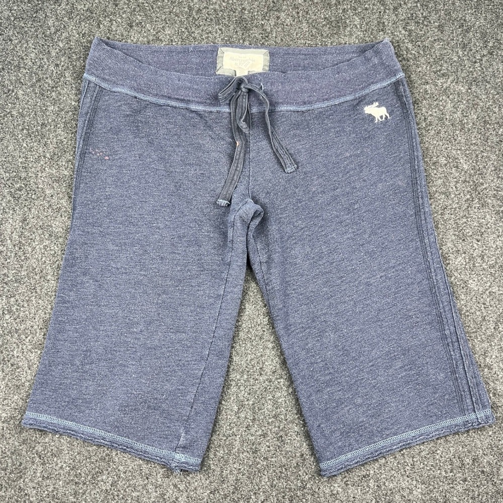 Abercrombie & Fitch Mens Blue Heathered Fleece Sweat Shorts Size M Drawstring